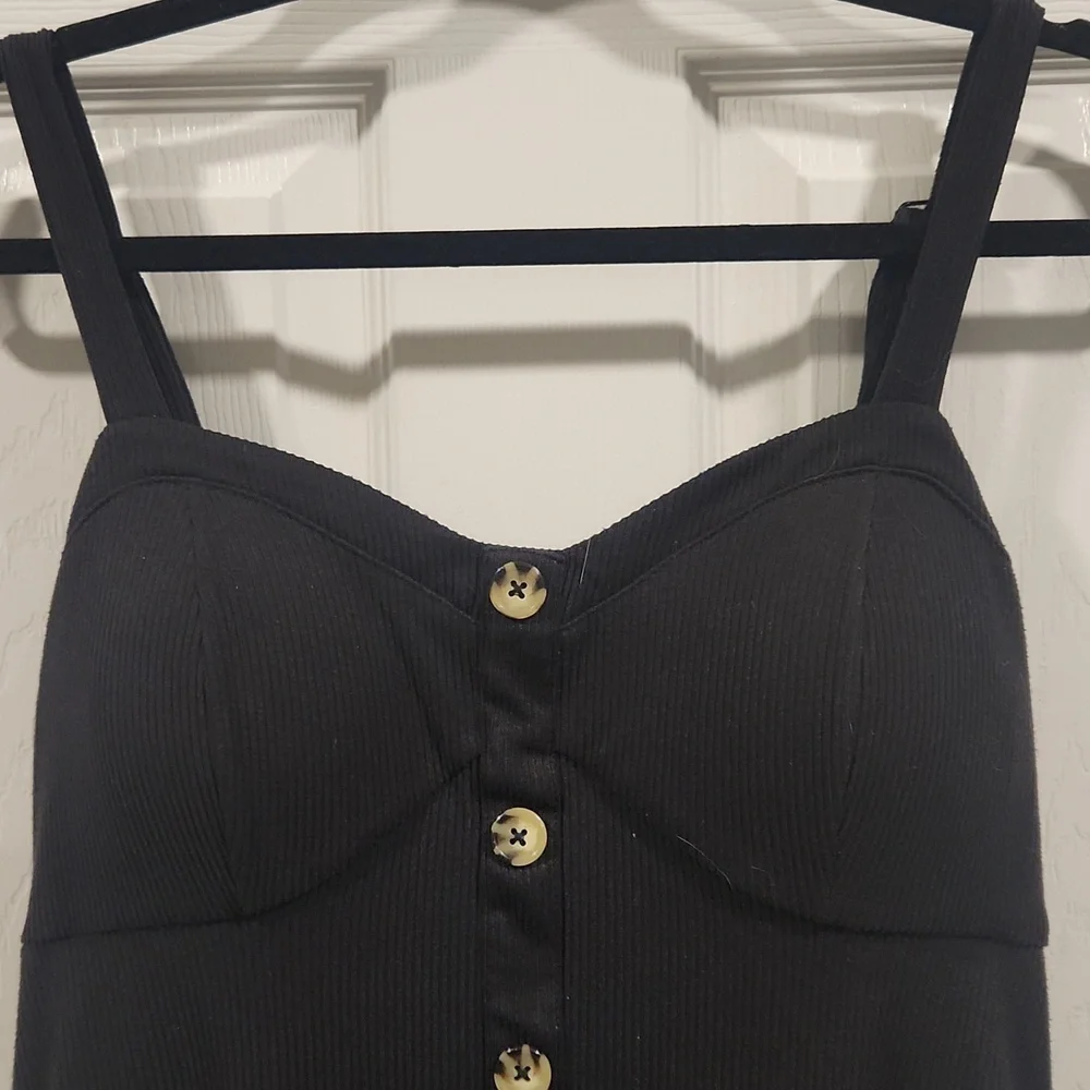 No Boundaries Black Mini Dress with Buttons - Picture 2 of 6